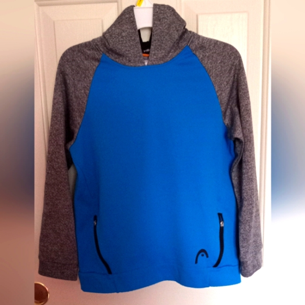 HEAD, Boys Hooded Jacket, Size S(7/8) Blue and Gray